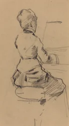 Junge Frau, die an einem Klavier sitzt [verso], um 1890